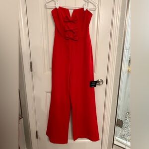 Lulu's Vibrant Red Jumpsuit with Bow Details